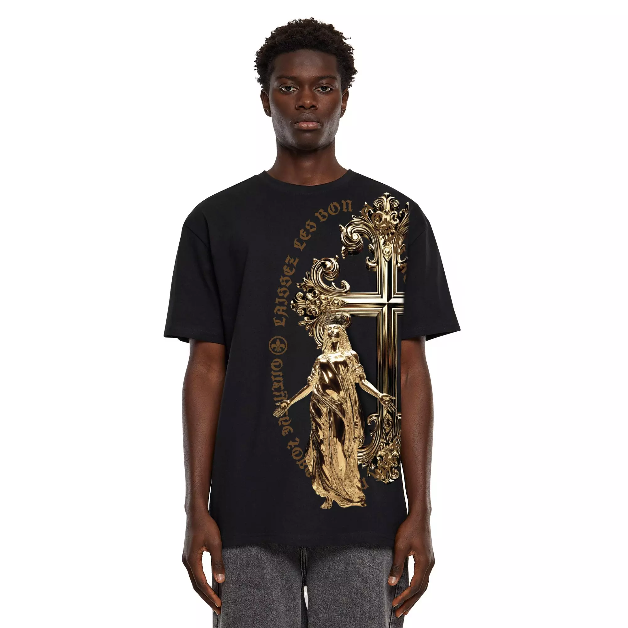 Forgotten Shores セット XL Tシャツ Forgotten Faces Men's Gold Ornate Cross Tee - Black | Hibbett